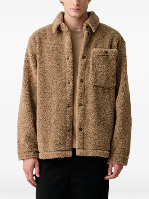Napapijri fleece-texture logo-patch jacket
