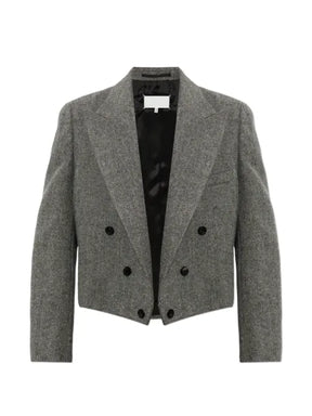 Maison Margiela herringbone double-breasted cropped blazer