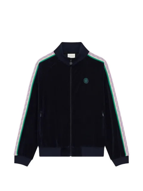 Drôle De Monsieur logo-embroidered velvet track jacket