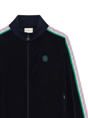 Drôle De Monsieur logo-embroidered velvet track jacket