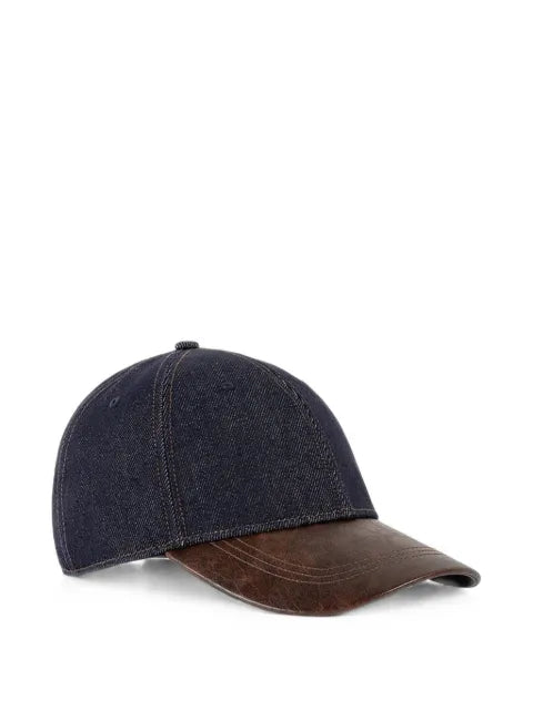 Manière De Voir Ellis Jeans-Baseballkappe mit Lederkrempe