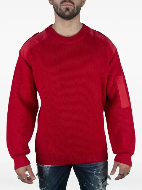 Balenciaga logo-embroidered ribbed-knit sweater