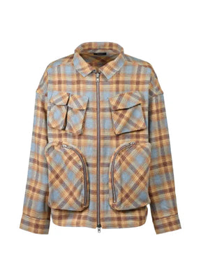 BREATH check-pattern zip-up shirt jacket