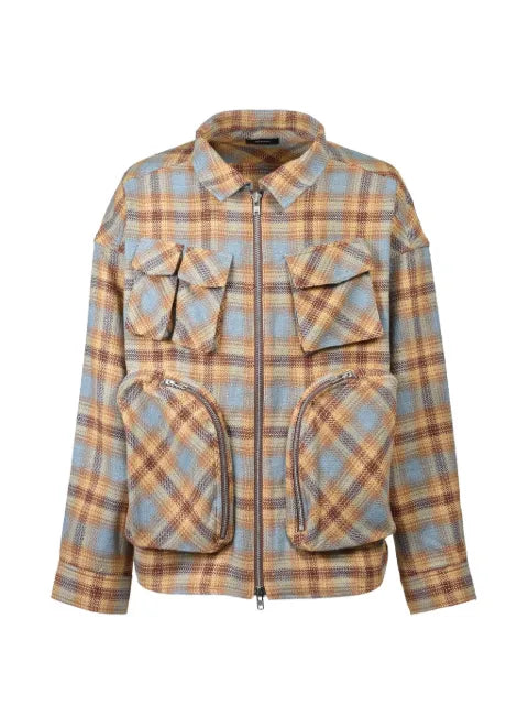 BREATH check-pattern zip-up shirt jacket