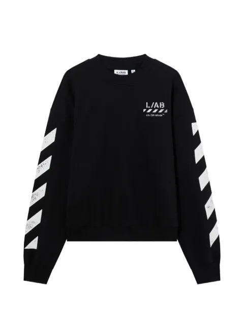 L/ab c/o Off-White Diagonal motif logo-print sweater