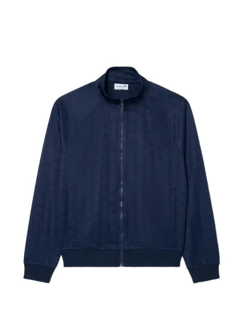 Lacoste monogram-print zip-up sweater
