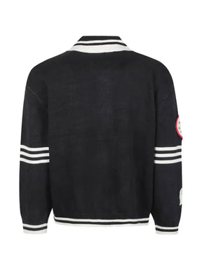 FOUND patch-detail striped cardigan