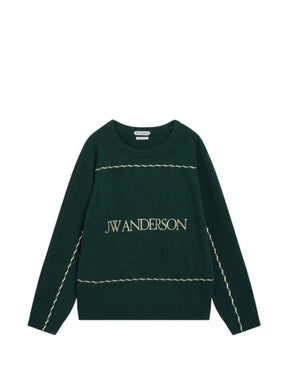JW Anderson logo-embroidered wavy-stitch sweater