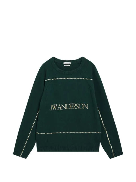 JW Anderson logo-embroidered wavy-stitch sweater