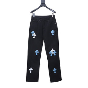 black Chrome Hearts cross-patch jeans