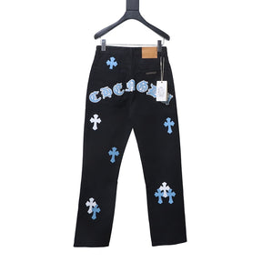 black Chrome Hearts cross-patch jeans 2