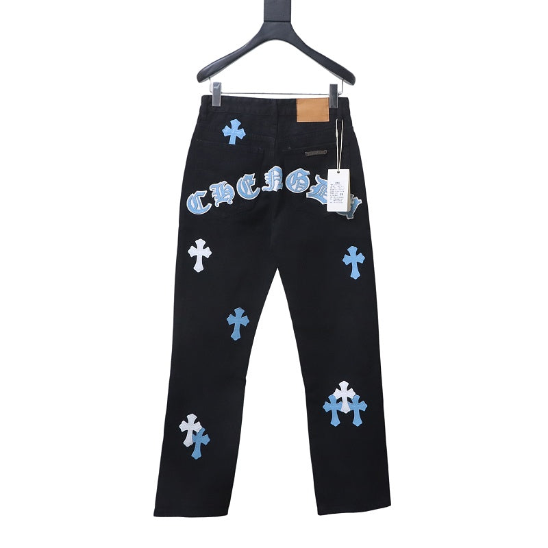 black Chrome Hearts cross-patch jeans 2