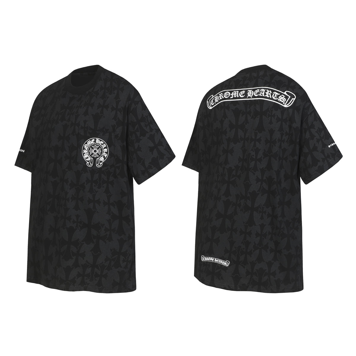 Chrome Hearts Cross Logo Monogram Scroll Logo Tee Black